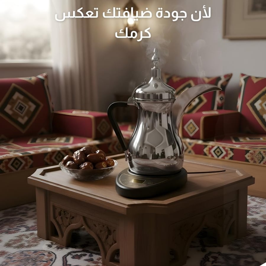 دلة قهوة عربية كهربائية بقاعدة تسخين 800 واط وسعة 600 مل dx2045 - فضي