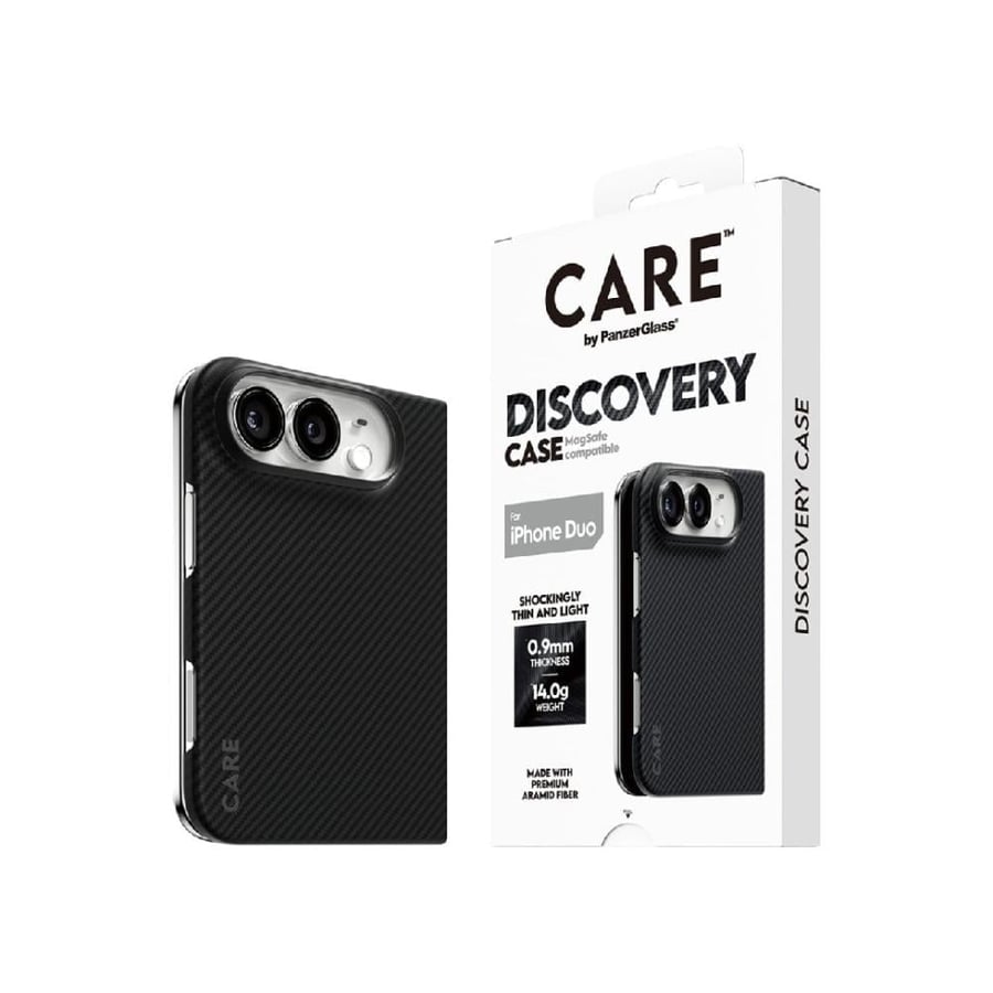بانزر جلاس - كفر Discovery Case ماج سيف بتصميم ألياف أراميد لجهاز iPhone Duo - أسود