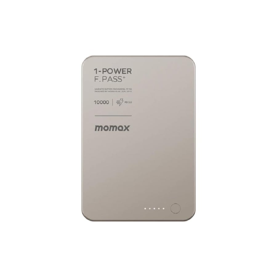 موماكس - بطارية متنقلة مغناطيسية بسعة 10000 مللي أمبير وكابل تايب سي مدمج 1‑Power F.Pass+ - تيتانيوم