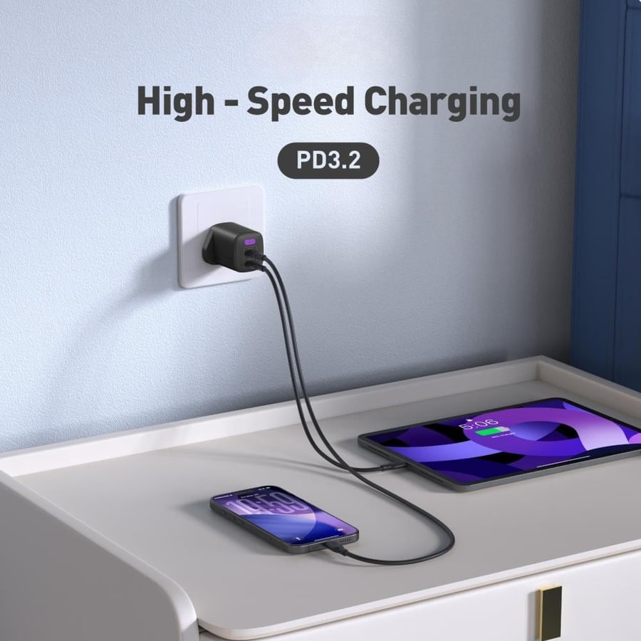 جودا - شاحن جداري بقوة 45 واط ومنفذين تايب-سي - أسود