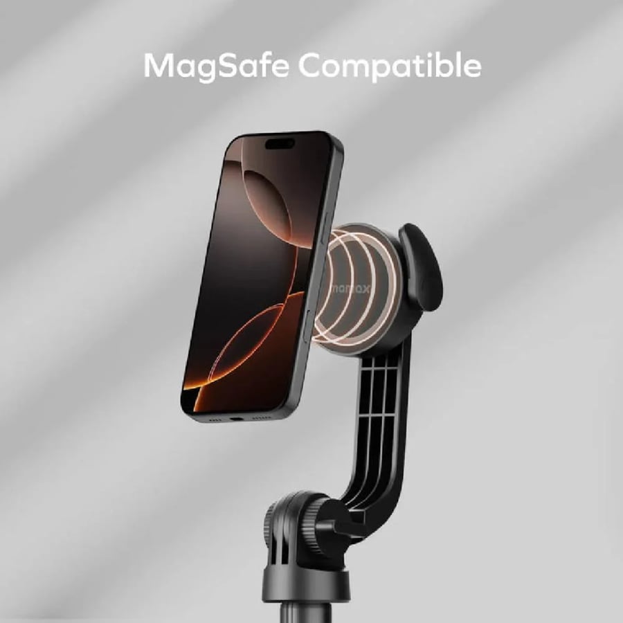 موماكس - عصا سيلفي وحامل ثلاثي مغناطيسي 1‑Snap Pole بارتفاع 1.5 متر وريموت لاسلكي - أسود
