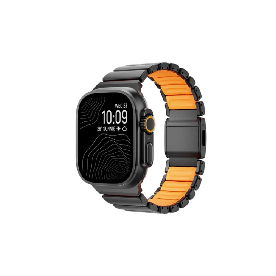 iBAND - سوار ساعة أبل معدني مغناطيسي بتصميم فاخر وسهل التعديل - اسود