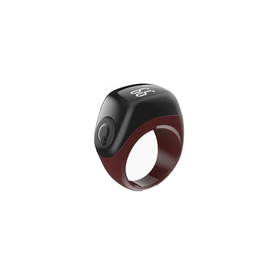 iQIBLA - خاتم تسبيح ذكي مع عداد خطوات Zikr Ring J01T - أحمر