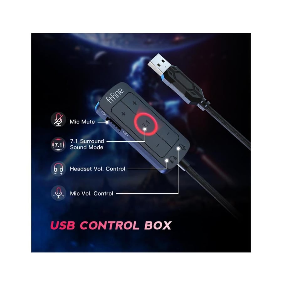 سماعة رأس سلكية - للألعاب للكمبيوتر بمنفذ USB مع صوت محيطي 7.1 وميكروفون قابل للفصل