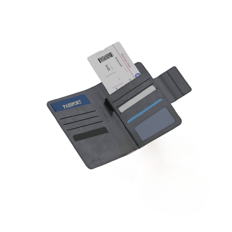ليفيلو - حافظة جواز سفر Harbor مع محدد موقع Find My وحماية RFID - رماد
