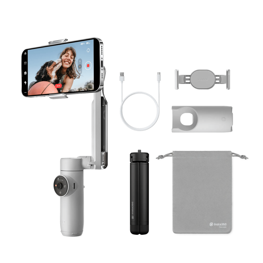 إنستا 360 - مثبت جوال بتتبع ذكي وتثبيت ثلاثي المحاور Flow- رمادي حجري