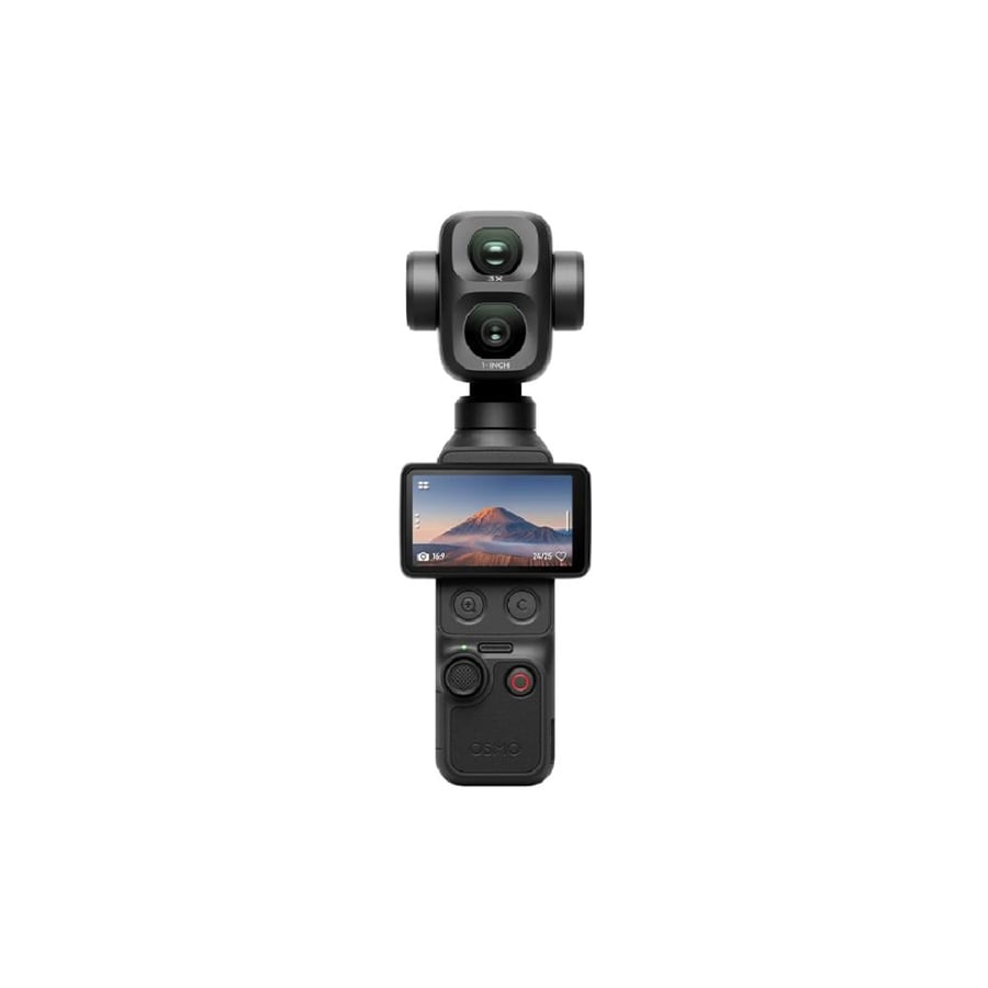 دي جي اي - كاميرا بعدستين وتصوير 4K مع تثبيت ثلاثي المحاور Osmo Pocket 4P Vlog Combo - أسود