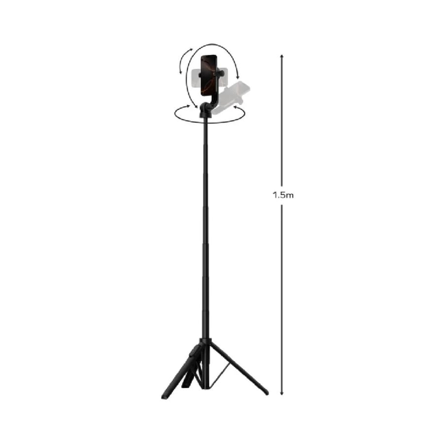 موماكس - عصا سيلفي وحامل ثلاثي مغناطيسي 1‑Snap Pole بارتفاع 1.5 متر وريموت لاسلكي - أسود