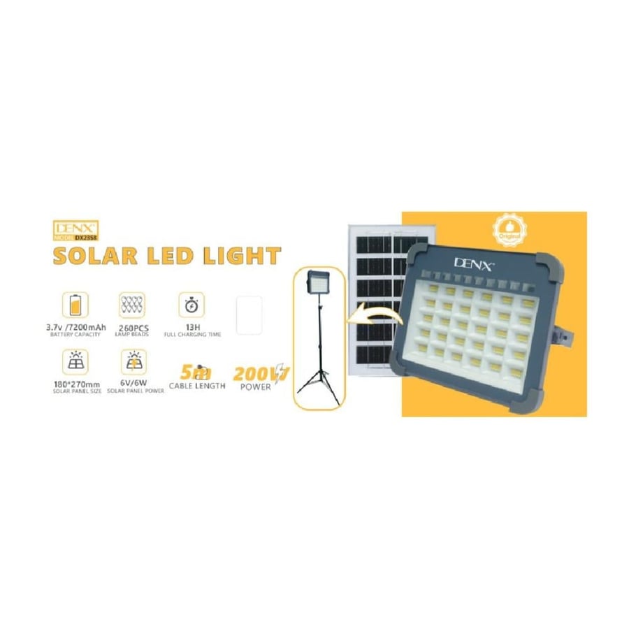 دينكس - كشاف شمسي LED بقدرة 200 واط وبطارية 7200 ملي امبير DX2358