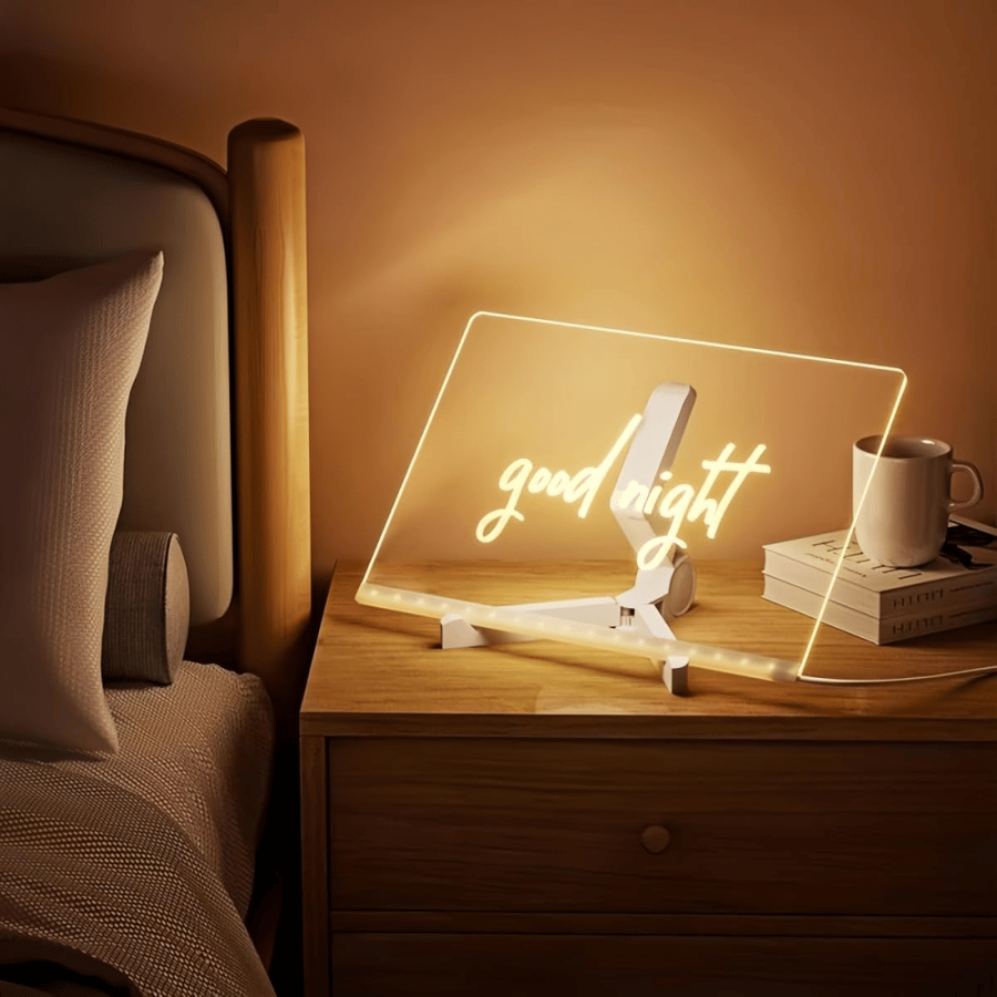 لوحة كتابة مضيئة بإضاءة LED وأقلام ملونة مع حامل JL-121 - شفاف