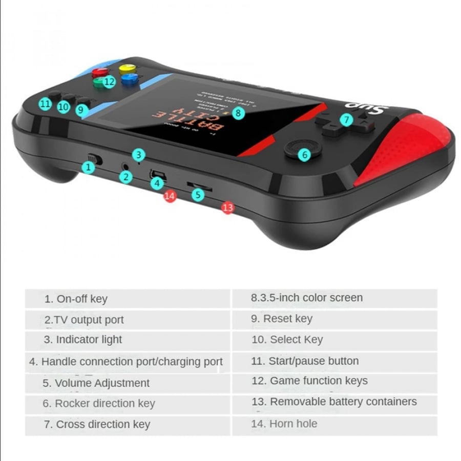 وحدة تحكم ألعاب الفيديو Retro SUP X7M Game Player 500 لعبة لوحة ألعاب