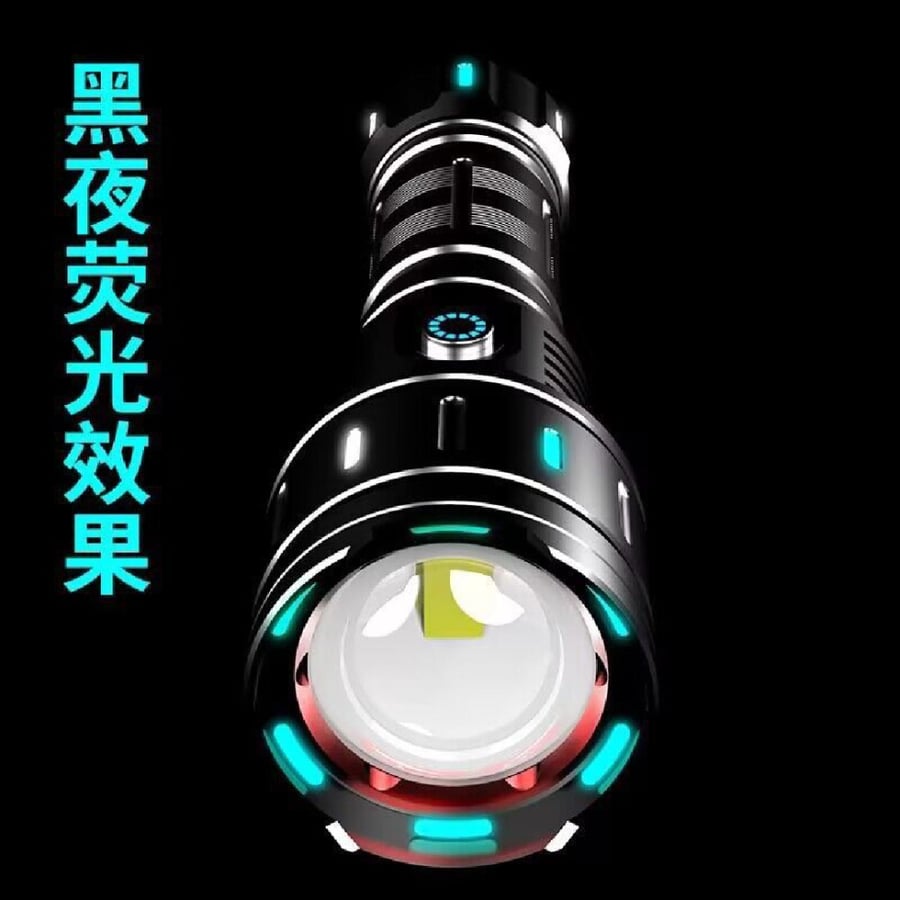 مصباح إضاءة LED قابل لإعادة الشحن عالي الطاقة مع إضاءة ليلية خضراء