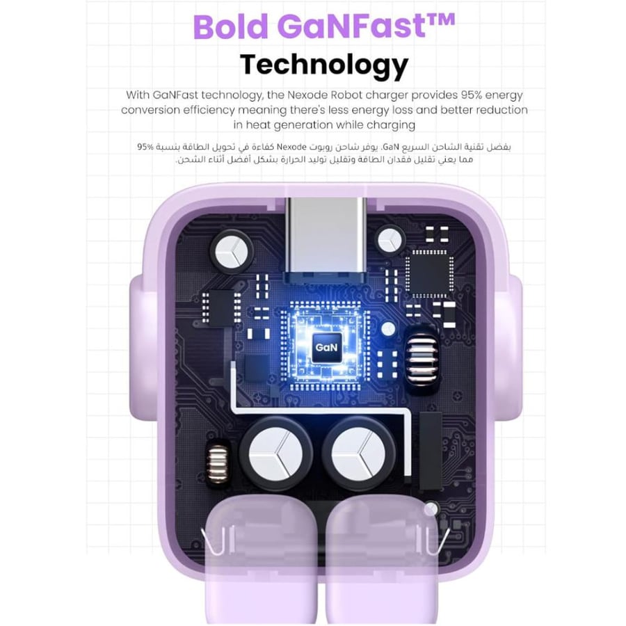 Yogreen - a charger in the shape of a robot, purple color