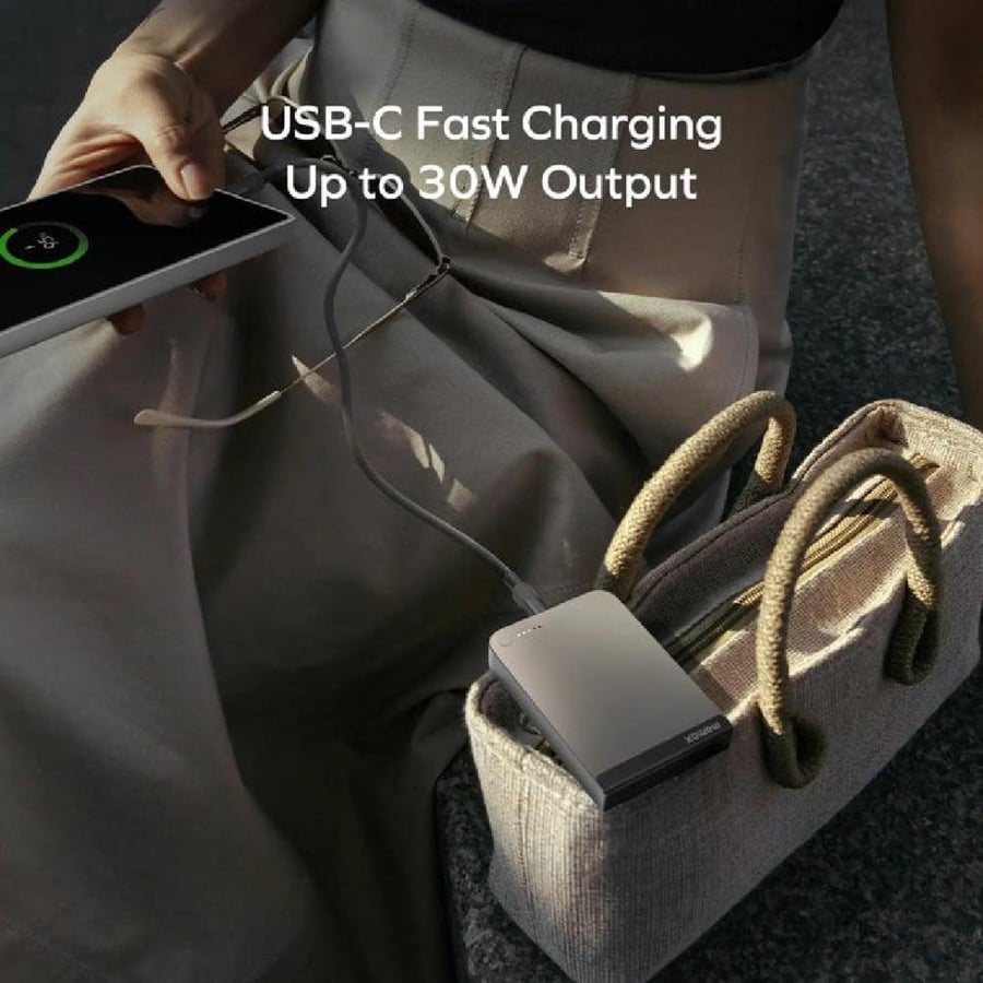 موماكس - بطارية متنقلة مغناطيسية بسعة 10000 مللي أمبير بقوة 15 واط 1‑Power S.Pass - أسود