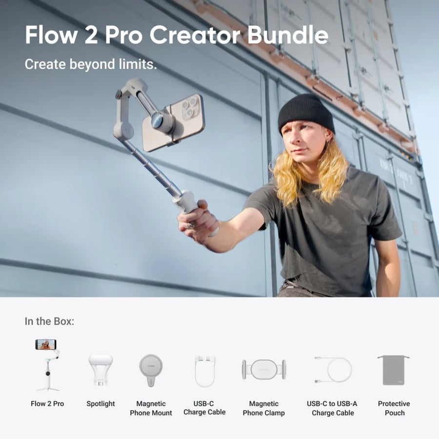 إنستا 360 - مثبت الجوال بتتبع ذكي وتثبيت ثلاثي المحاور  Flow 2 Pro Cre
