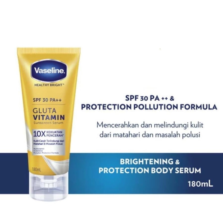 فازلين - مصل واقي من الشمس بعامل حماية من الشمس SPF30 PA++ وجلوتا - 180 مل