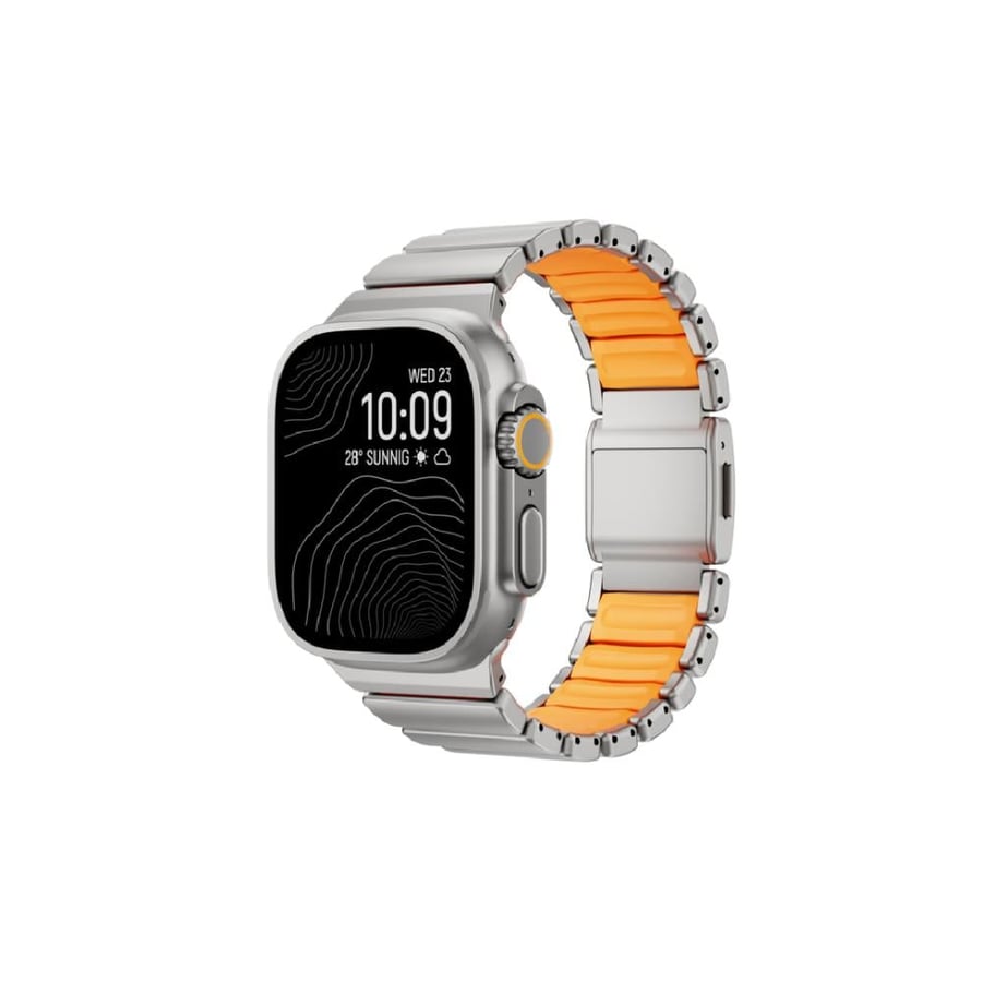 iBAND - سوار ساعة أبل معدني مغناطيسي بتصميم فاخر وسهل التعديل - فضي