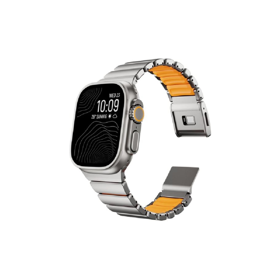 iBAND - سوار ساعة أبل معدني مغناطيسي بتصميم فاخر وسهل التعديل - فضي