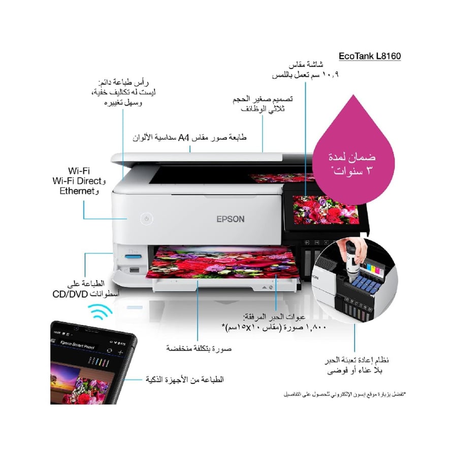 ايبسون - طابعة صور L8160 ايكوتانك