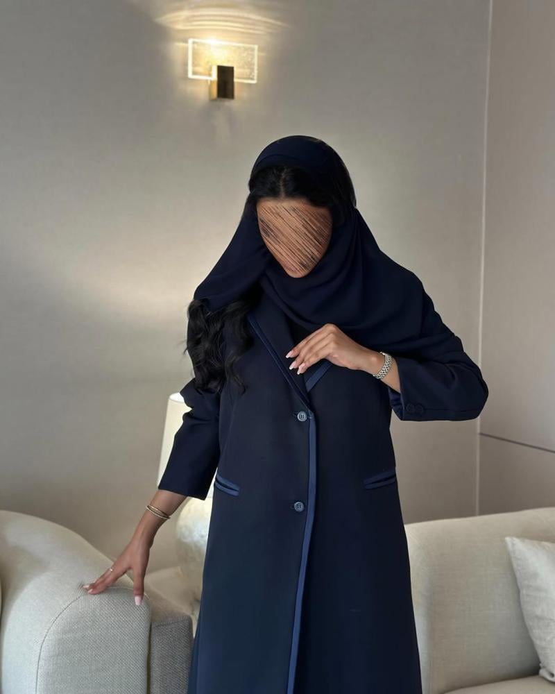 عباية بليزر  مبطن كتان كحلي