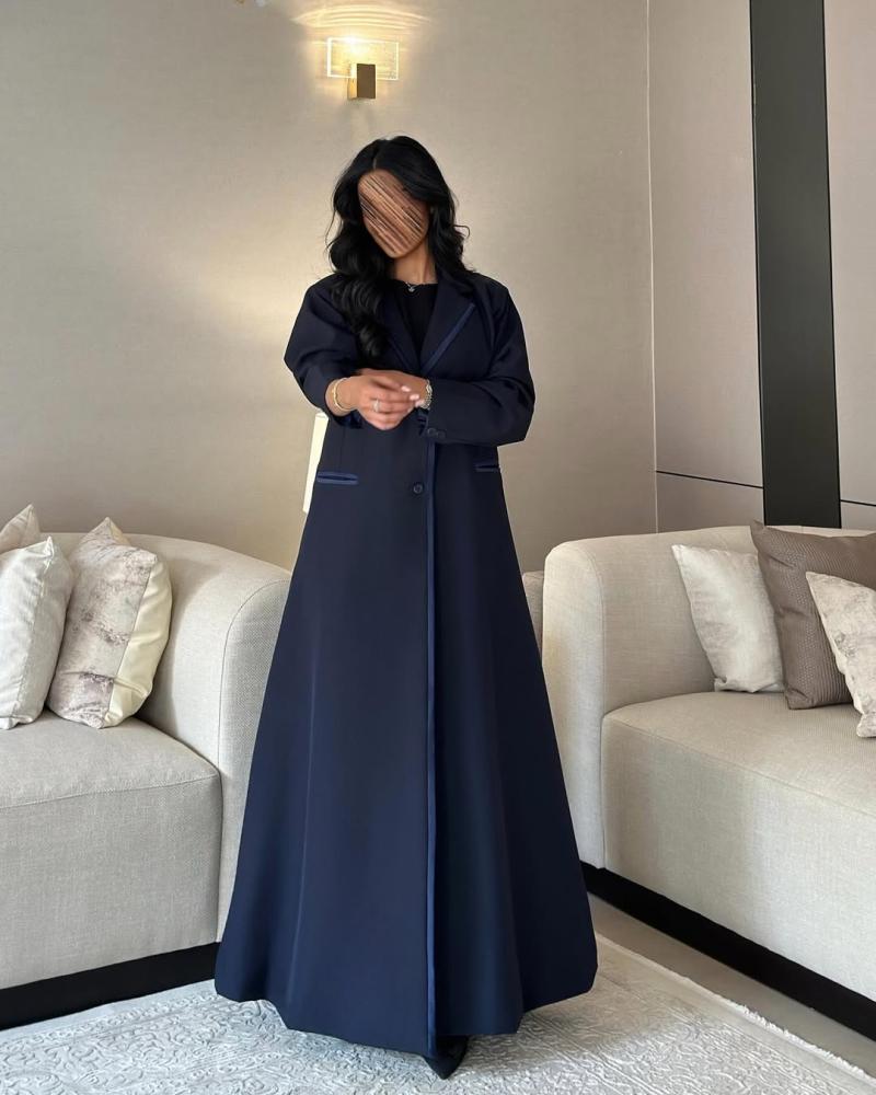 عباية بليزر  مبطن كتان كحلي