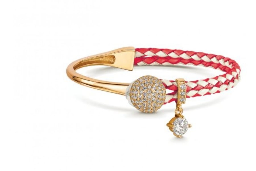 Diana red leather bracelet, white, Infinity British brand