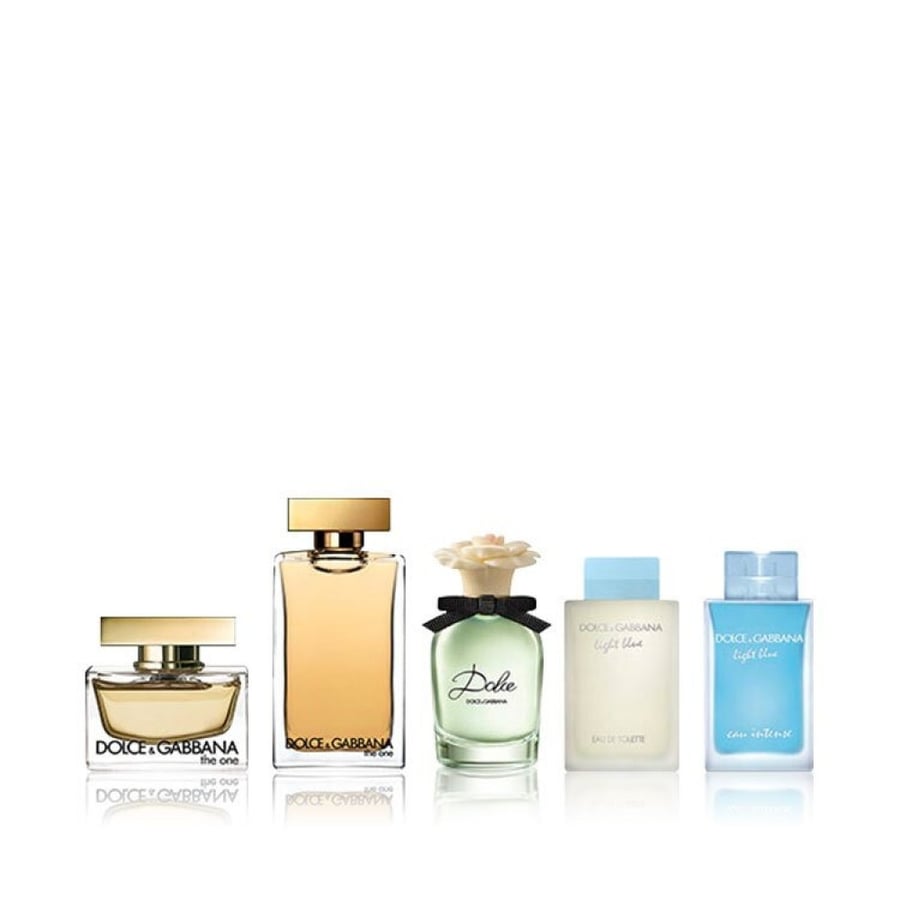 دولتشي أند غابانا مجموعة عطور نسائية ميني - (4.5 مل أو دو برفيوم، 7.5 مل أو دو تواليت، 5 مل أو دو برفيوم، 5 مل أو دو برفيوم، 4.5 مل أو دو تواليت)