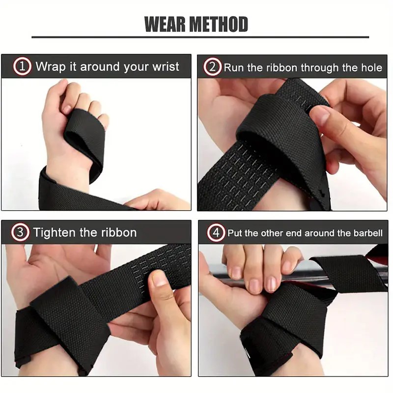 2pcs Weight Lifting Wristbands, Anti Sprain Adjustable Wrist Strap, For Weightlifting, Gym Bodybuilding, Strength Training, Hard Pull