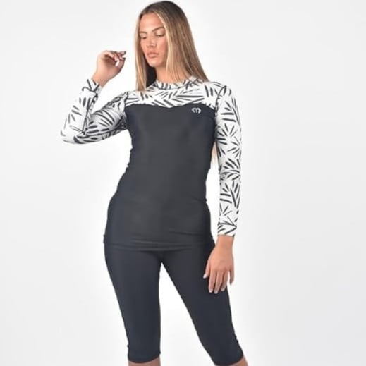 Made in UK, Modestly Active Swimwear, Long Sleeve Rash Guard TRA-317