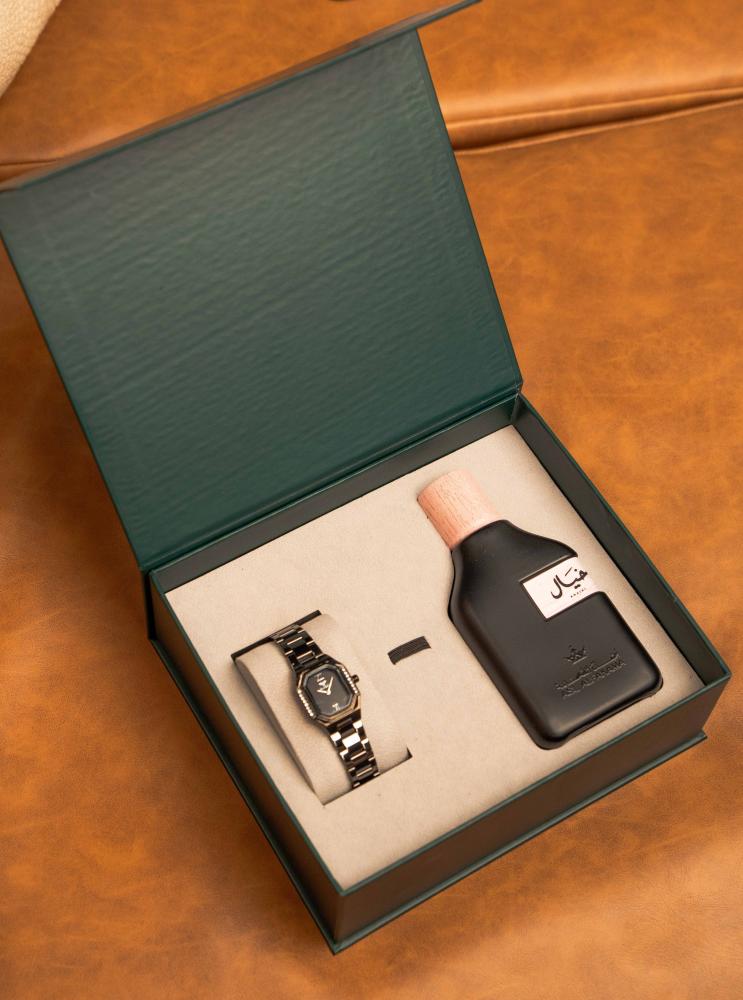بكج فاخر مكون من عطر نسائي وساعة نسائية