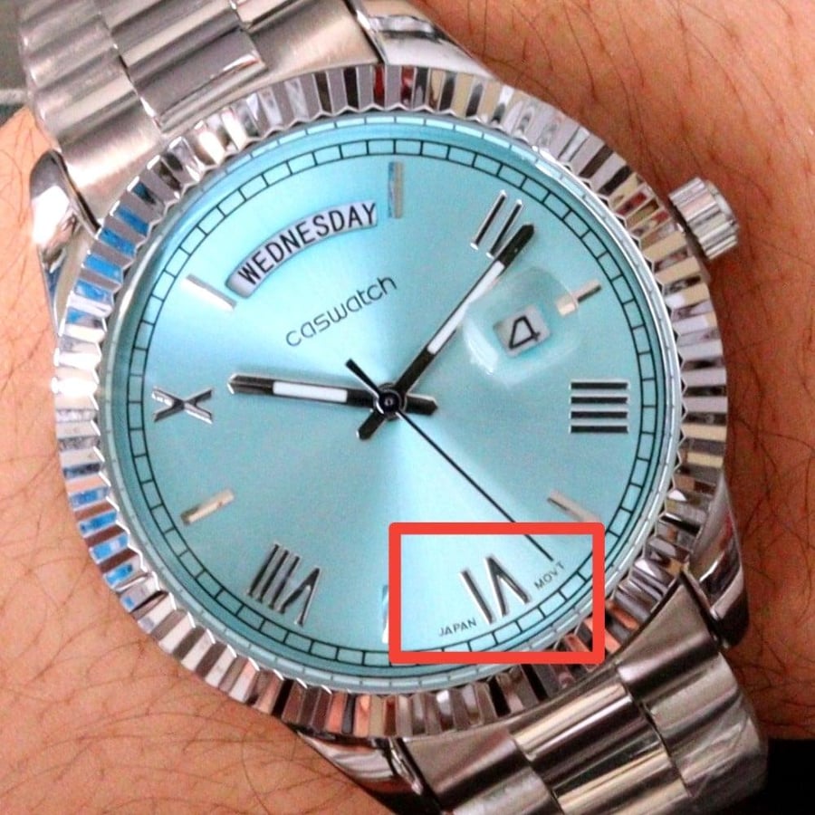 ساعة رجالي ستيل DAY DATE باللون السماوي
