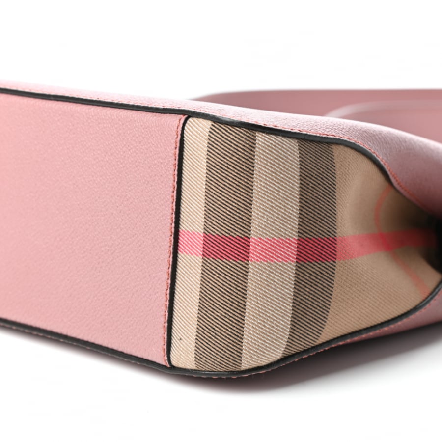 BURBERRY Soft Grain Calfskin House Check Small Helmsley Crossbody Dusty Pink