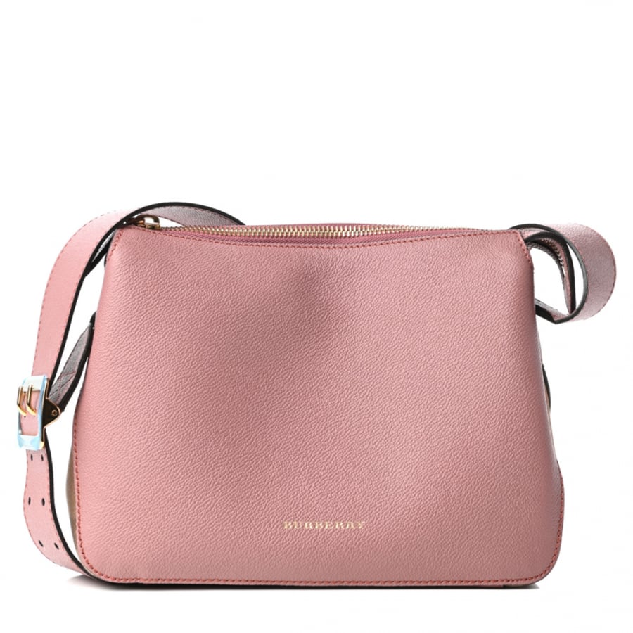 BURBERRY Soft Grain Calfskin House Check Small Helmsley Crossbody Dusty Pink