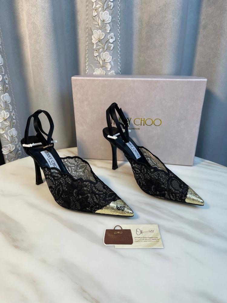 Jimmy Choo Fays 100 lace with golden front