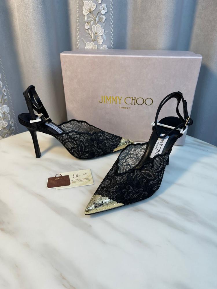 Jimmy Choo Fays 100 lace with golden front