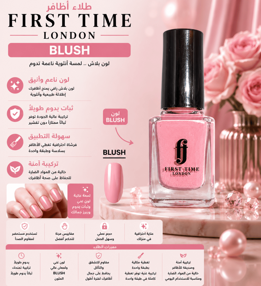طلاء أظافر BLUSH لون لامع وثبات جيد من فيرست تايم لندن