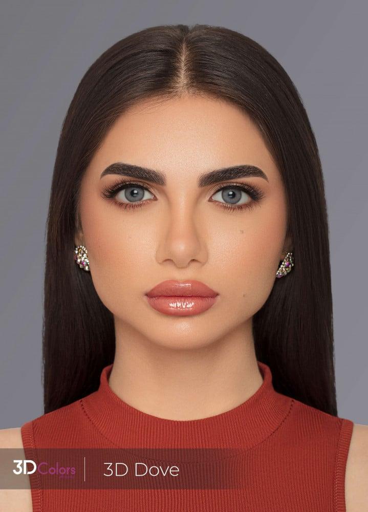 عدسات لاصقة ملونة شهرية ثري دي دوف - تمنح مظهراً ناعماً وطبيعياً بلون رمادي فاتح أنيق من ثري دي كالرز