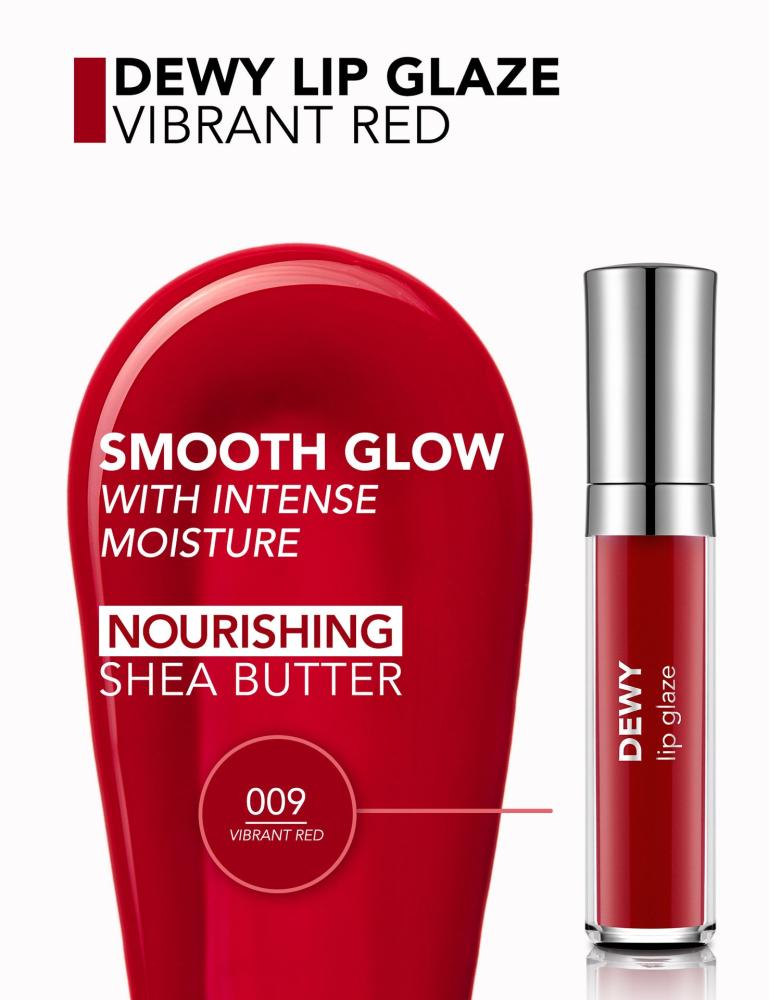 ملمع شفاه ديوي ليب جليز درجة 009 Vibrant Red بتركيبة مرطبة تمنح لمعان جذاب ولون غني للشفاه من فلورمار