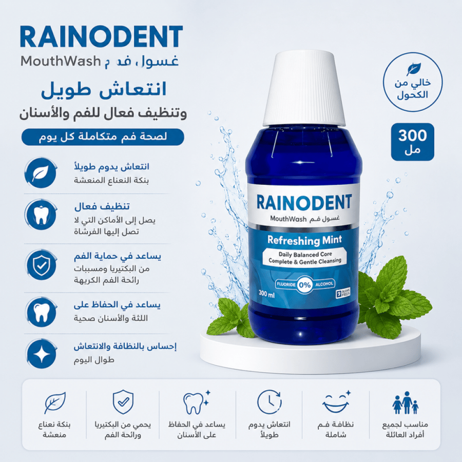 غسول فم انتعاش طويل وتنظيف فعال للفم والاسنان من رينودينت