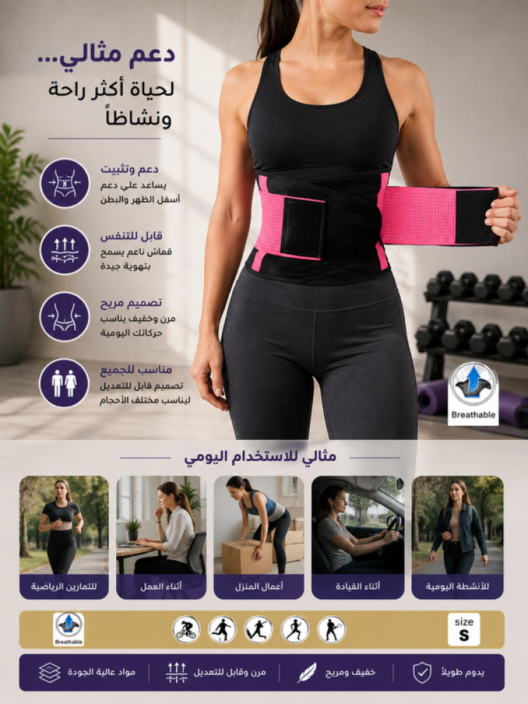 دعامة رياضية للخصر وايست دعم مريح وثبات - XL من موف اون