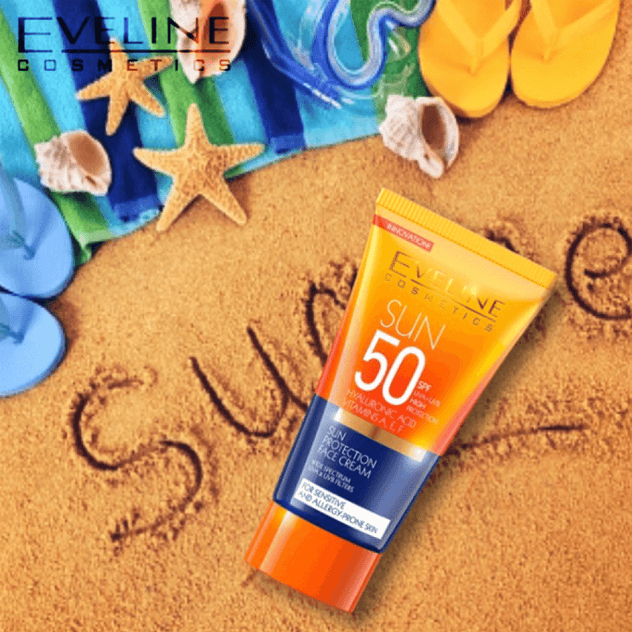 كريم واقي شمس للوجه SPF50 50 مل حماية عالية من أشعة الشمس من إيفلين