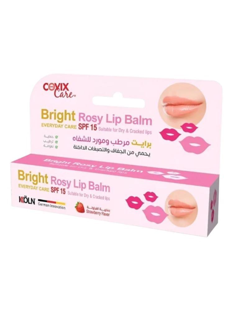 بلسم مرطب ومورد للشفاه بنكهة الفراولة 15 مل برايت SPF 15 لحماية وتوريد الشفاه من كوفيكس كير
