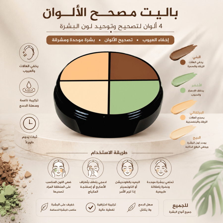 مجموعة كونسيلر خافي العيوب AC004 مكون من 4 الوان تغطية احترافية من فور ايفر 52