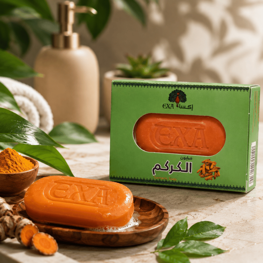 صابون الكركم 125 جم تركيبة غنية تساعد على تنظيف البشرة ومنحها نعومة وإشراقة طبيعية للاستخدام اليومي من إكسا