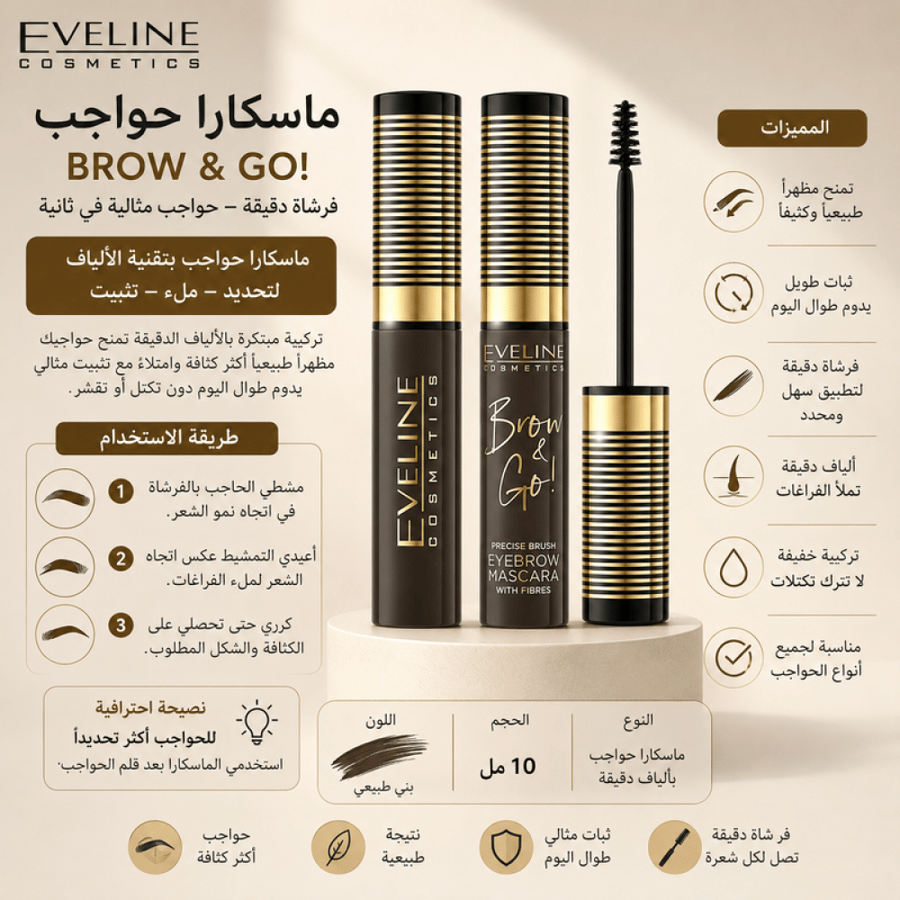 ماسكارا حواجب براو ماسكارا درجة 02 دارك تثبيت وتعبئة طبيعية من إيفلين