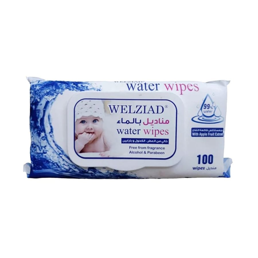 مناديل مبللة بالماء خالية من العطر 100 منديل تركيبة لطيفة تساعد على تنظيف البشرة الحساسة ومنحها عناية يومية ناعمة من ويلزياد