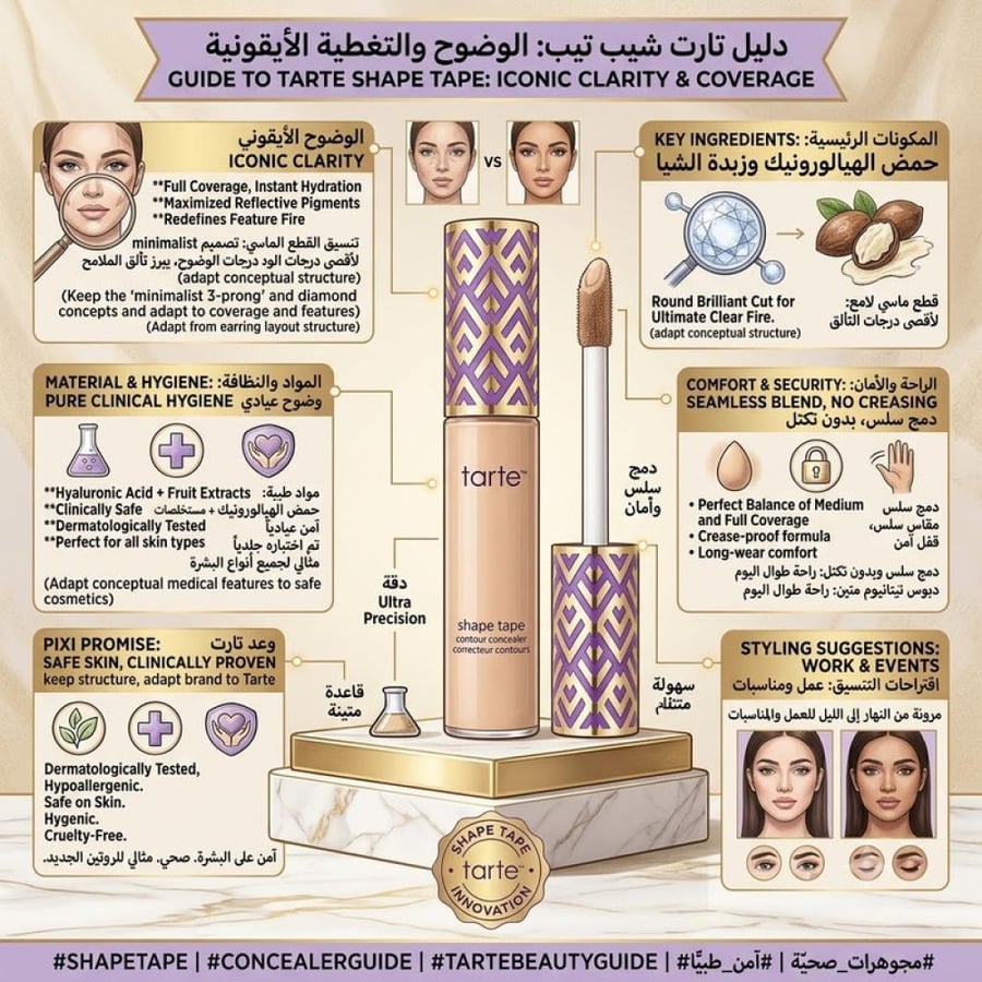 كونسيلر سائل درجة 27H عسلي فاتح متوسط تغطية عالية ولمسة طبيعية من تارت