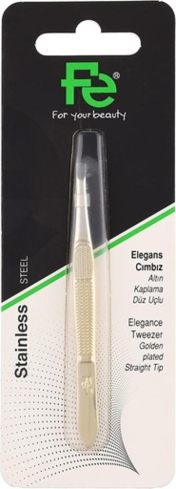 ملقاط طرف مستقيم مطلي ذهبي دقة عالية لإزالة الشعر من إف إي