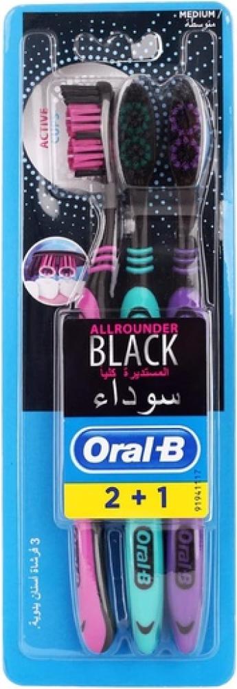 فرشاة اسنان مستديرة سوداء 2+1 تنظيف فعال ولطيف للاسنان واللثة من اورال بي