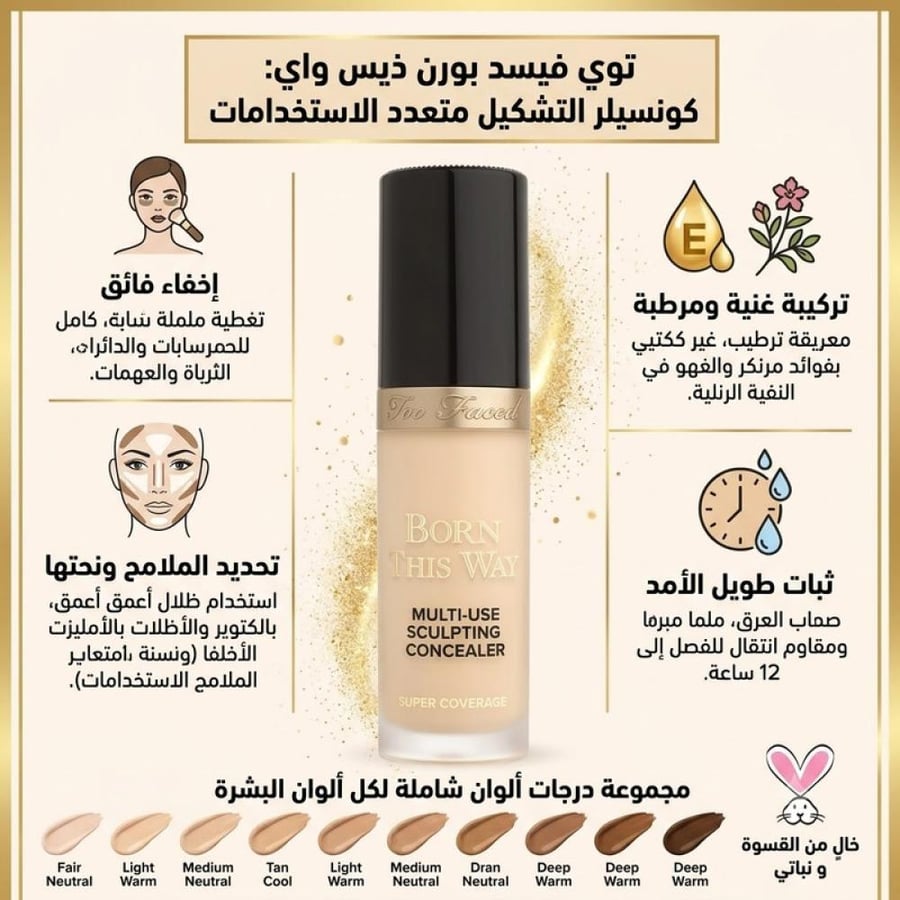 كونسيلر 13.50 مل Vanilla بورن ذيس واي تغطية مثالية ومظهر طبيعي من توفيسد
